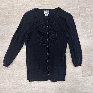 Anthropologie Tabitha Black Embroidered Cardigan